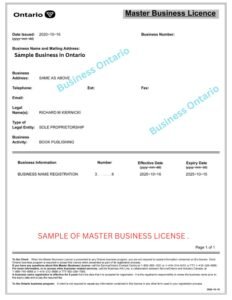 master business license Ontario